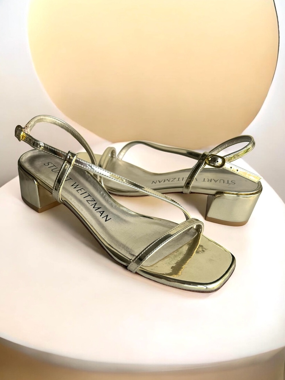Stuart Weitzman Souree Metallic Gold Strappy Sandal
